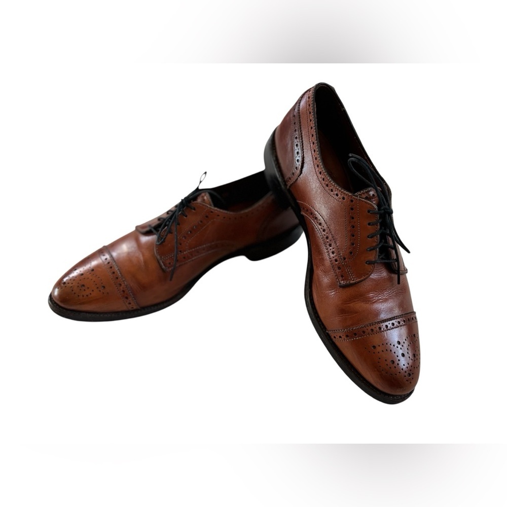 Allen Edmonds Sanford 5347 Bourbon Leather Brogue Derby Vintage Shoes 9.5 D